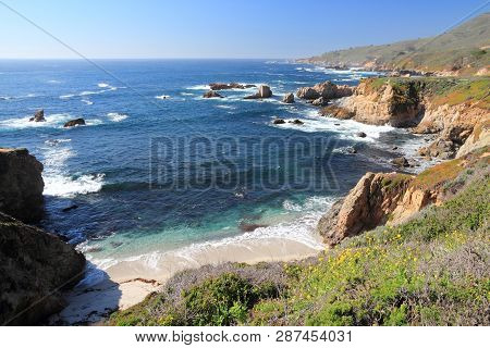 California Nature - Coast Landscape In Garrapata State Park. Monterey County.