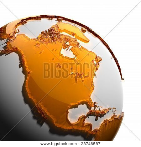 A Fragment Of The Earth With Continents Of Orange Glass
