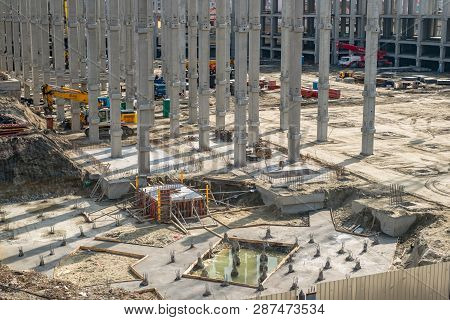 Sibiu, Romania - March 03, 2019. The Mall Festival Centrum Building Site