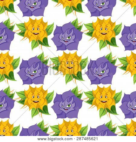 Set Of Illustrations On The Theme Of Fairy Tale Alices Adventures In Wonderland. Seamless Pattern Ca
