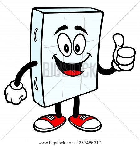 Bed Mattress Mascot With Thumbs Up - A Vector Cartoon Illustration Of A Bedroom Mattress Mascot Hold