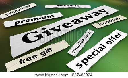 Giveaway Freebies Free Gift Headlines 3d Illustration