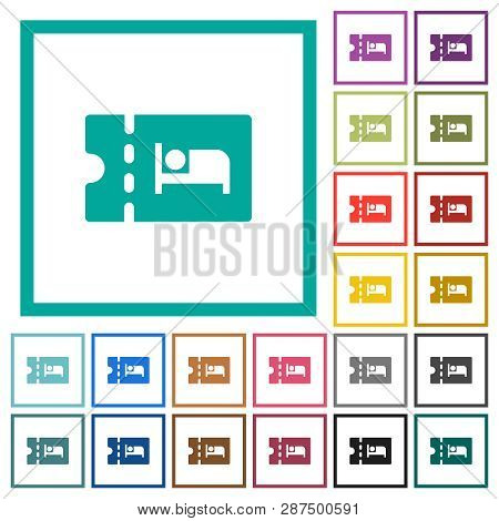 Accommodation Discount Coupon Flat Color Icons With Quadrant Frames On White Background