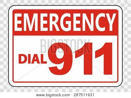 Symbol Emergency Call 911 Sign On Transparent Background