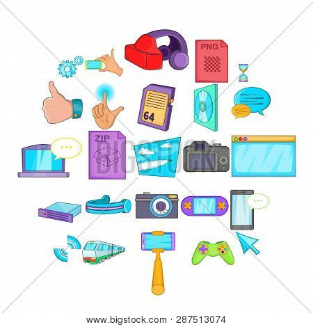 File Sharing Icons Set. Cartoon Set Of 25 File Sharing Vector Icons For Web Isolated On White Backgr