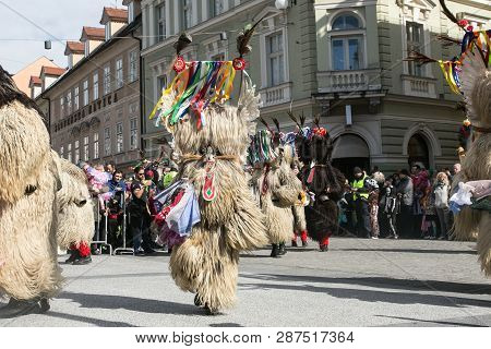 Ljubljana, Slovenia / Slovenia - February 02 2019: Carnival In Slovenia With Some Traditional Sloven