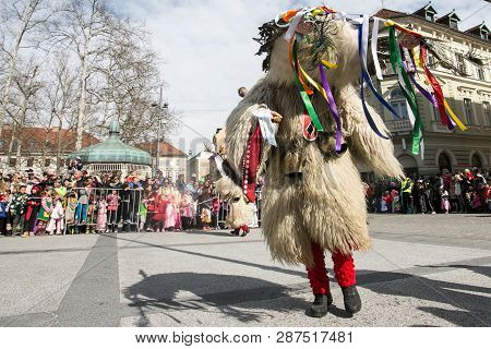 Ljubljana, Slovenia / Slovenia - February 02 2019: Carnival In Slovenia With Some Traditional Sloven