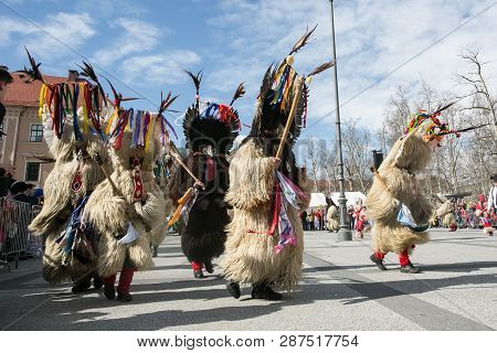 Ljubljana, Slovenia / Slovenia - February 02 2019: Carnival In Slovenia With Some Traditional Sloven