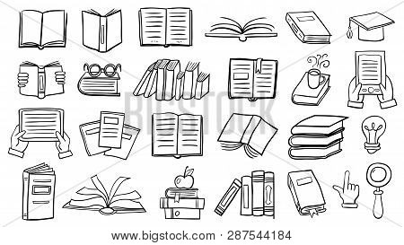 Book Icon Set In Thin Line Style