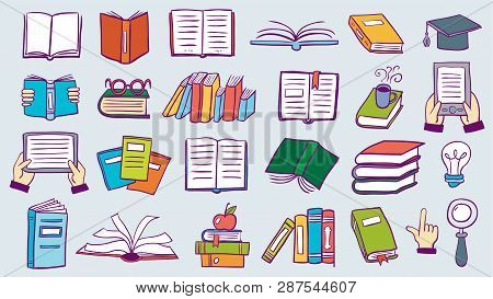 Book Icon Set In Thin Line Style