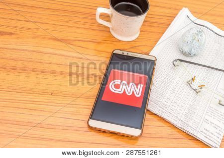 Kolkata, India, February 3, 2019: Cnn News App (application) Visible On Mobile Phone Screen Beautifu