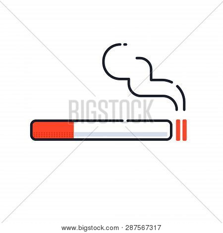 Cigarette Vector Icon, Smoking Symbol, Outline Line Illustration Isolated On White