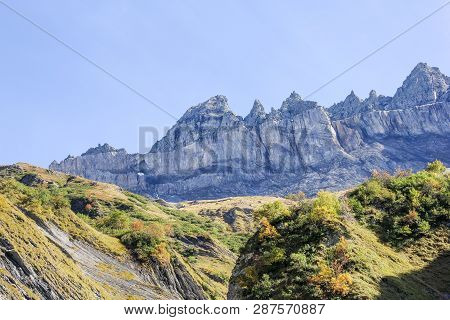 Martinsloch, Canton Glarus, Switzerland. It Is A Breakthrough In The Alpine Chain Of The Tschingelho