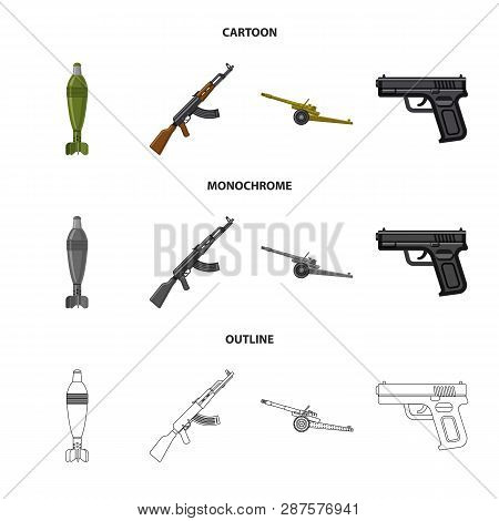 Vector Illustration Of Weapon And Gun Logo. Set Of Weapon And Army Stock Symbol For Web.