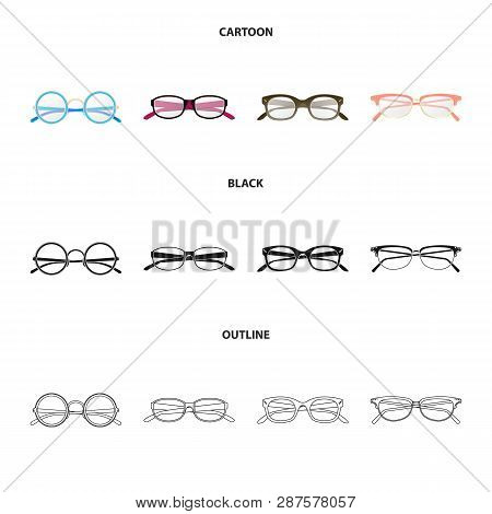 Vector Illustration Of Glasses And Frame Logo. Set Of Glasses And Accessory Stock Symbol For Web.