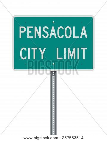 Vector Illustration Of The Pensacola City Limit Green Road Sign