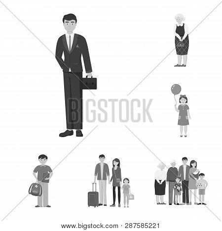 Vector Design Of Face  And Portrait Symbol. Set Of Face  And Happy  Stock Vector Illustration.