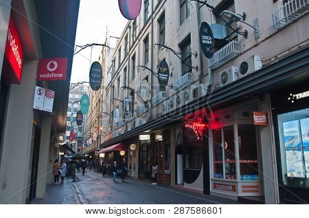 Melbourne, Australia - July 29, 2018: Degrave Laneway In Melbourne City Center In The Morning With T