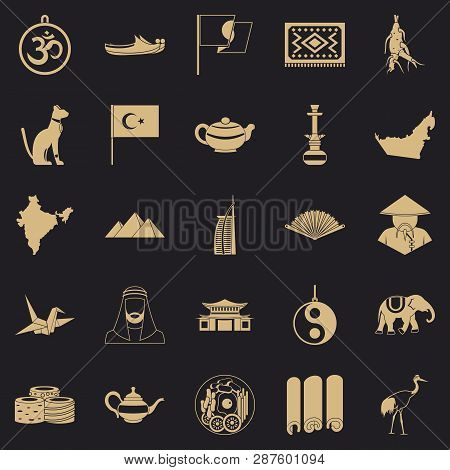 Oriental Icons Set. Simple Set Of 25 Oriental Vector Icons For Web For Any Design