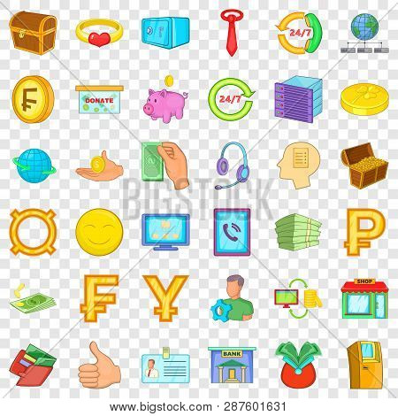 Money Icons Set. Cartoon Style Of 36 Money Vector Icons For Web For Any Design