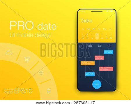 Mobile Phone Application For Analytics. Stock Vector