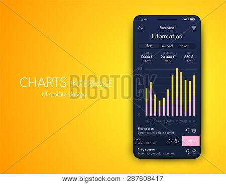 Mobile Phone Application For Analytics. Stock Vector