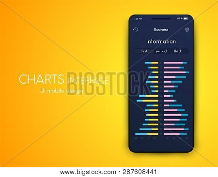 Mobile Phone Application For Analytics. Stock Vector
