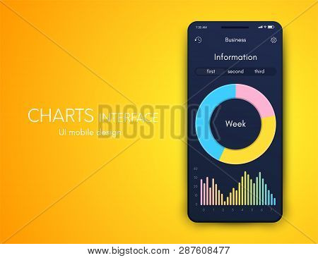 Mobile Phone Application For Analytics. Stock Vector