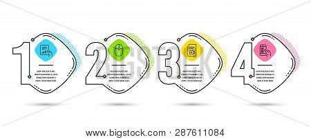 Infographic Template 4 Options Or Steps. Set Of Computer Mouse, Video File And Document Icons. Mobil