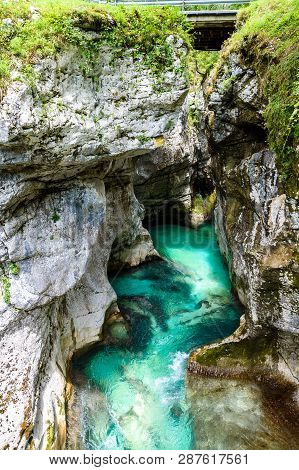 Velika Korita Or Great Canyon Of Soca River, Bovec, Slovenia.