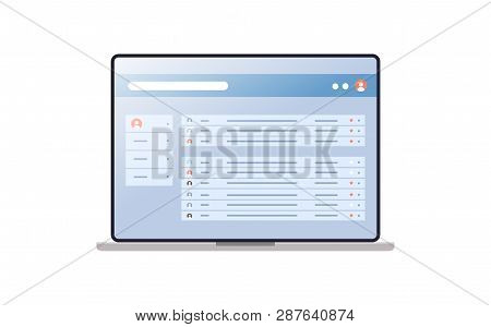 Contact List Of People Social Network Concept Laptop Select Contacts Screen Chatting And Messaging C