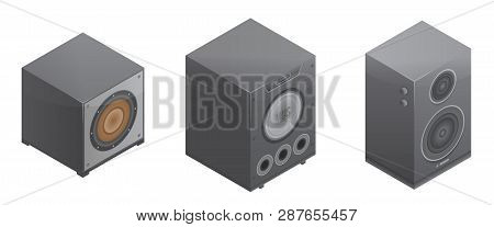 Stereo System Icons Set. Isometric Set Of Stereo System Vector Icons For Web Design Isolated On Whit
