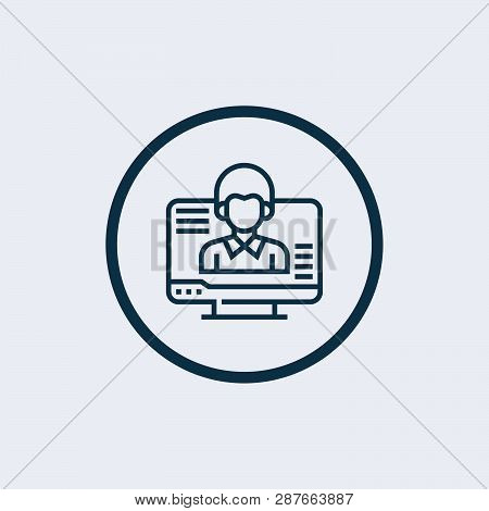 Videoconference, Online Presentation. Flat Vector Icon Illustration. Simple Black Symbol On White Ba