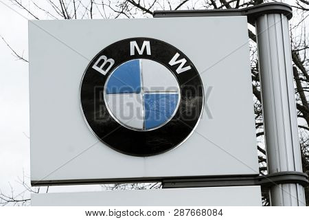 Giessen, Germany - July 19, 2018: Bmw Logo.  Bmw Is A German Automobile Manufacturer, Producing Luxu