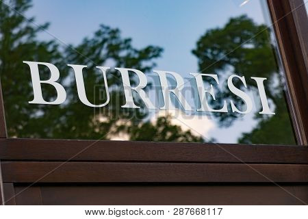Wiesbaden, Germany - June 03 2018: Burresi  Logo On A Facade. Burresi  Is A German Fashion And Acces