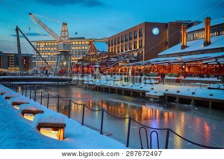 Trondheim, Norway 02/01/2019 : Shopping Moll Solsiden In The Norwegian City Trondheim