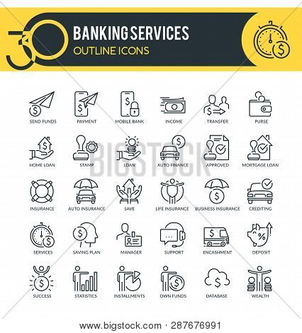 Banking Services Outline Icons