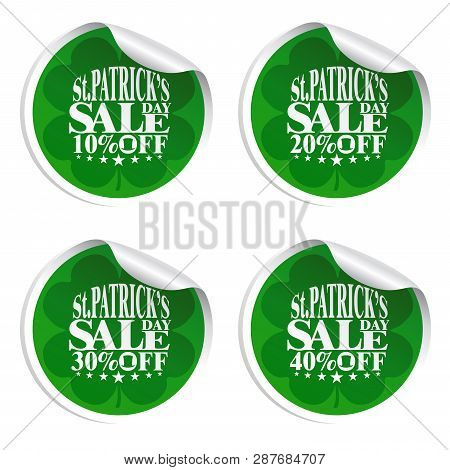St. Patrick's Day Sale Stickers With Cylinder Hat 10,20,30,40 Percent Off