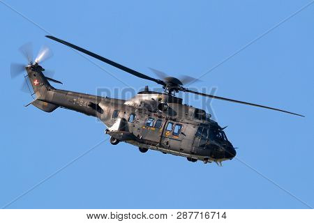 Payerne, Switzerland - August 30, 2014: Swiss Air Force Aerospatiale As532 (th98) Military Utility H