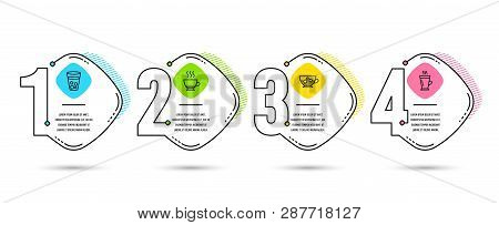 Infographic Template 4 Options Or Steps. Set Of Cold Coffee, Ice Tea And Espresso Icons. Latte Sign.