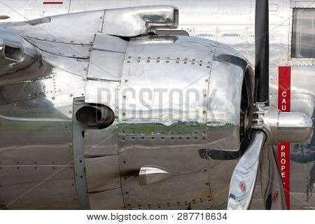 Payerne, Switzerland - August 29, 2014: World War Ii Vintage North American B-25 Mitchell Bomber Air