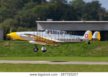 Payerne, Switzerland - September 4, 2014: Former Swiss Air Force F+w C-3605 Schlepp Target Towing Ai