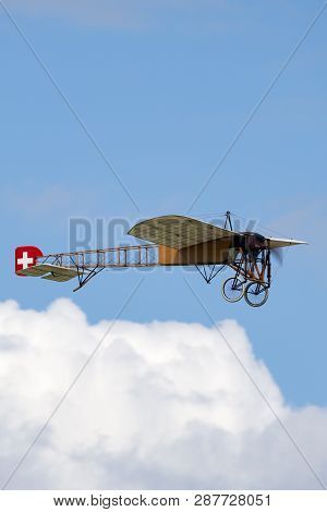 Payerne, Switzerland - August 30, 2014: Vintage Bleriot Xi Aircraft Owned And Operated By Mikael Car