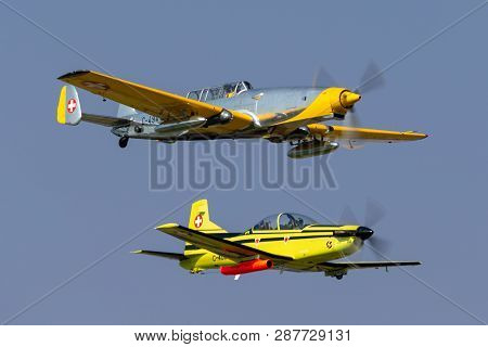 Payerne, Switzerland - September 6, 2014: Former Swiss Air Force F+w C-3605 Schlepp Target Towing Ai