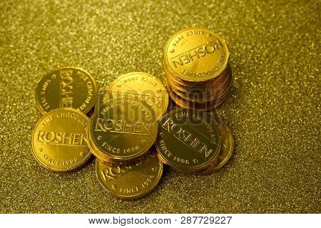 Kiev, Ukraine - February 1, 2019: Roshen Ukrainian Corporation was ranked 18th in the 