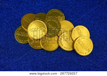 Kiev, Ukraine - February 1, 2019: Roshen Ukrainian Corporation was ranked 18th in the 