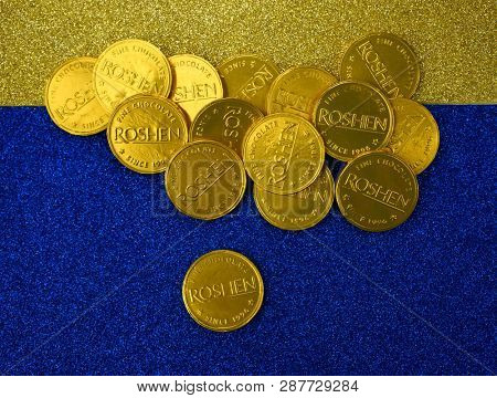Kiev, Ukraine - February 1, 2019: Roshen Ukrainian Corporation was ranked 18th in the 