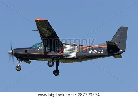 Payerne, Switzerland - September 6, 2014: Cessna 208 Caravan Light Aircraft G-dlaa Used For Skydivin