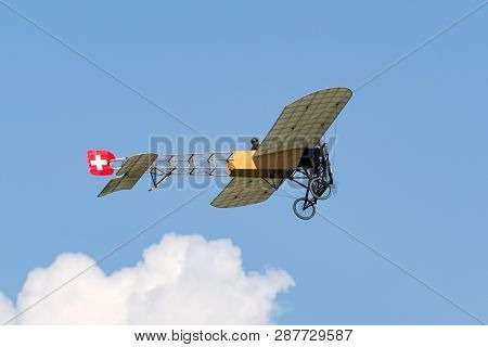 Payerne, Switzerland - September 6, 2014: Vintage Bleriot Xi Aircraft Owned And Operated By Mikael C