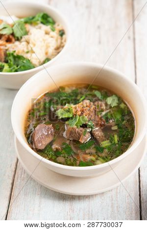 Asian bone soup or sup tulang, popular traditional malay dish.